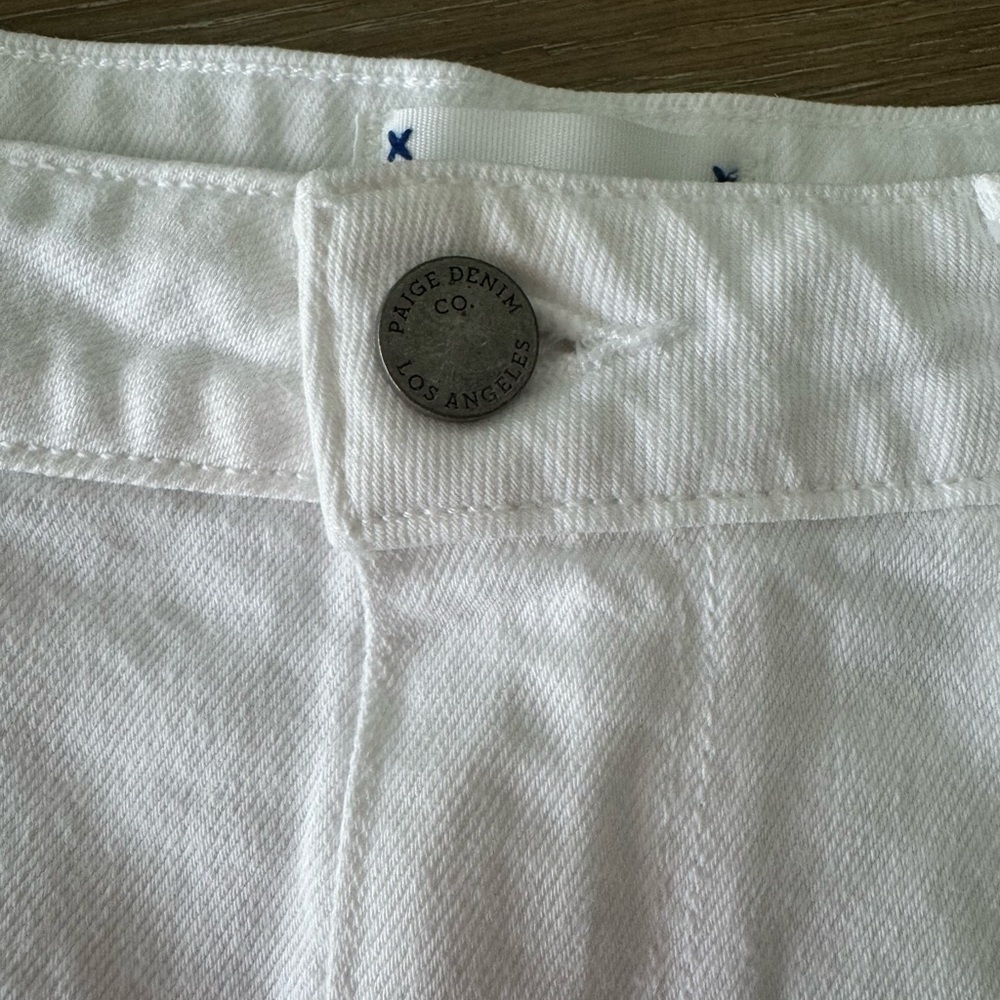PAIGE White Jimmy Jimmy Jean Shorts Distressed Raw Hem - Picture 2 of 6